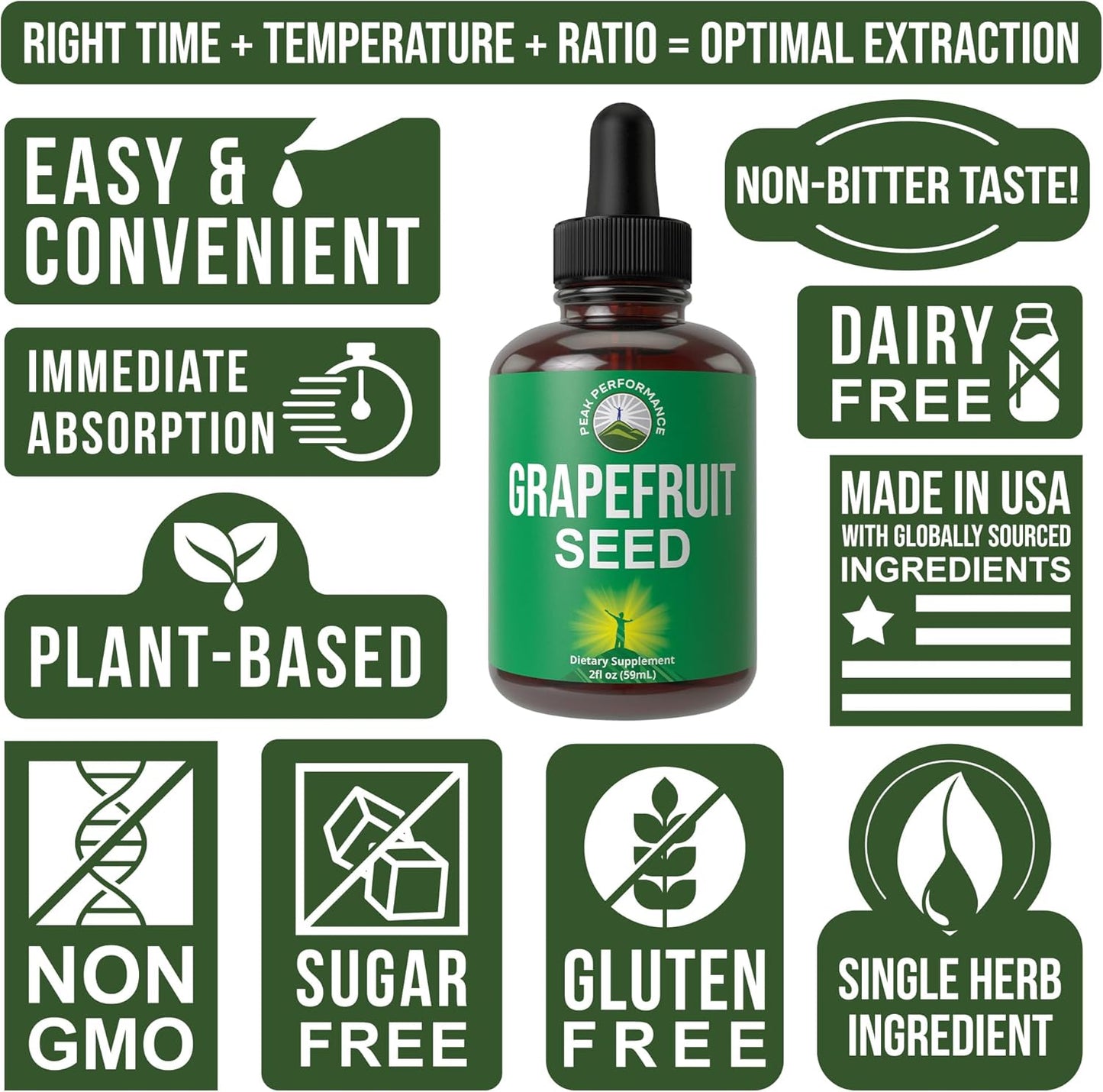 Organic Vegan Grapefruit Seed Extract Liquid Drops for Immune and Digestive Support - Sugar-Free and Non-Bitter Formula for Men and Women - Gluten-Free Oral Supplement