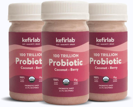 Organic Vegan KefirLab Probiotics - 100T CFU, 36 Strains - Berry Flavor, Immune & Digestive Support - Pack of 16