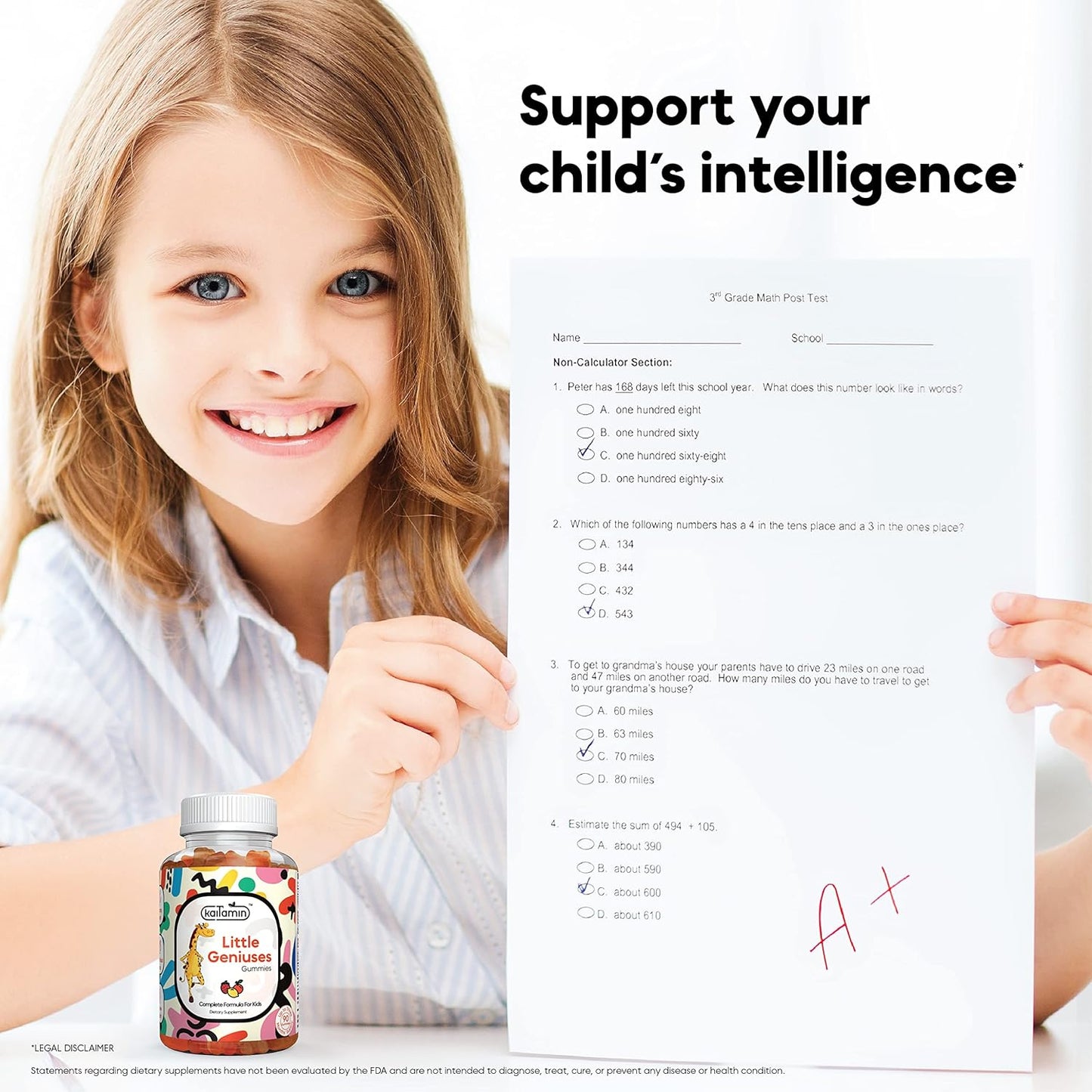 Organic Vegan Kids Multivitamin Gummies for Immune Support, Brain Health, and Growth - 90 Gummies, 3 Months Supply