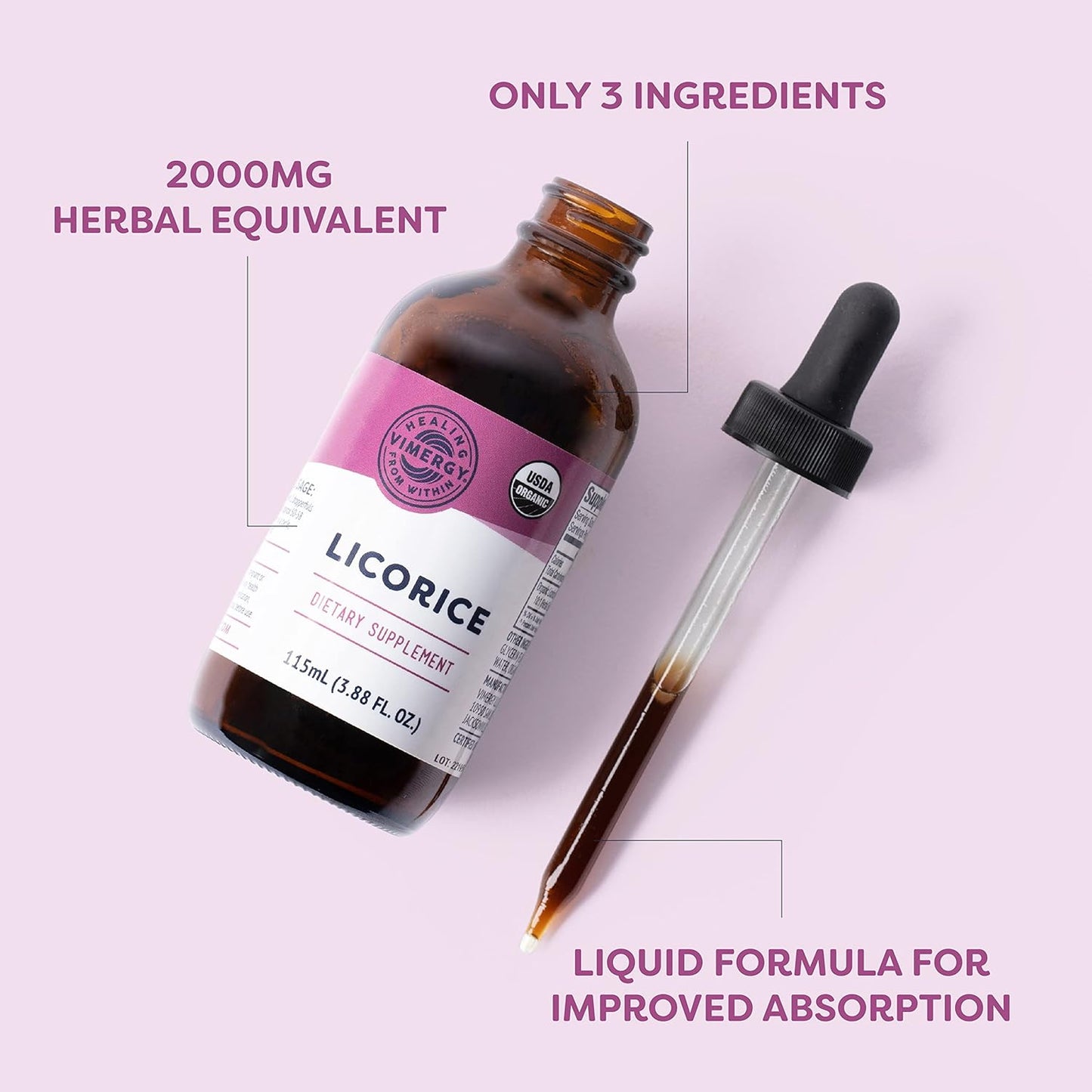 Organic Vegan Licorice Drops - Supports Digestion & Respiratory Health - USDA Certified - 115 mL (57 Servings)