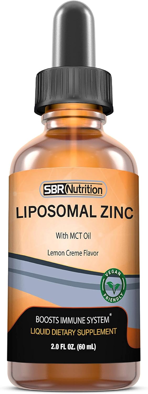 Organic Vegan Liquid Liposomal Zinc with MCT Oil Dietary Supplement for Immune & Metabolic Support - Lemon Creme Flavor - 2 oz