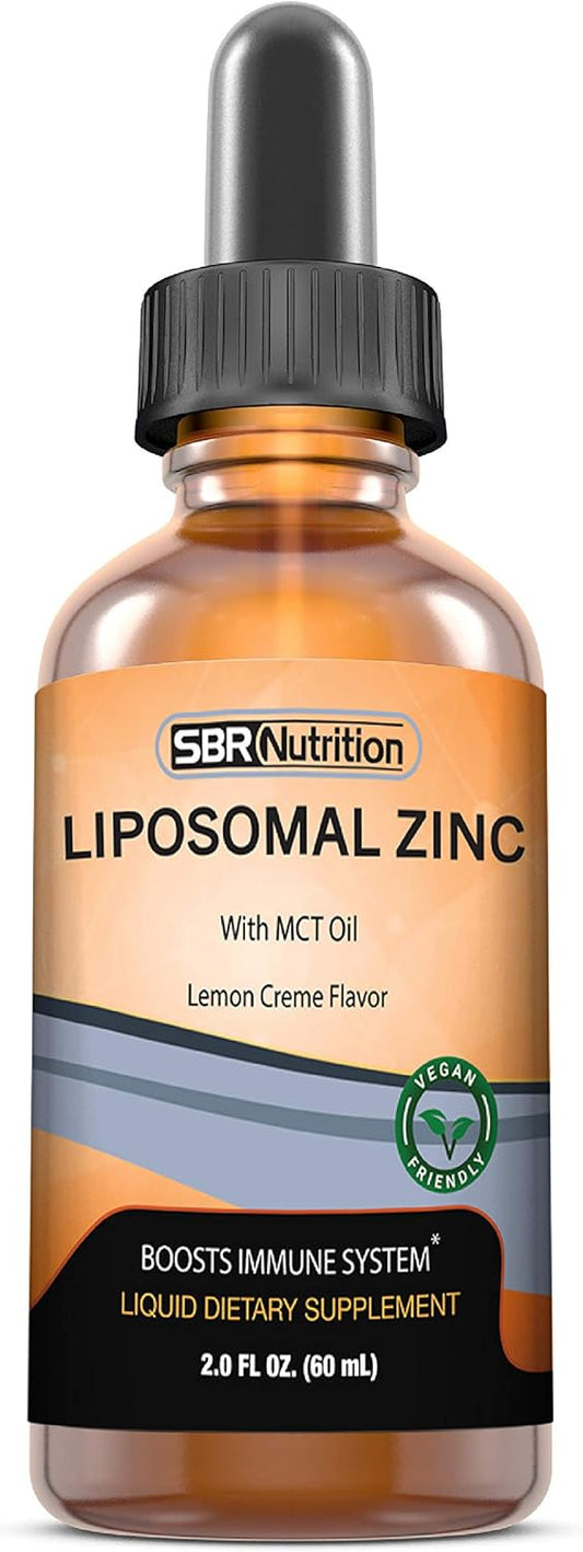 Organic Vegan Liquid Liposomal Zinc with MCT Oil Dietary Supplement for Immune & Metabolic Support - Lemon Creme Flavor - 2 oz