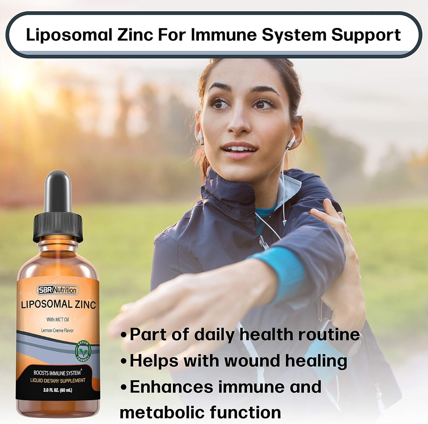 Organic Vegan Liquid Liposomal Zinc with MCT Oil Dietary Supplement for Immune & Metabolic Support - Lemon Creme Flavor - 2 oz