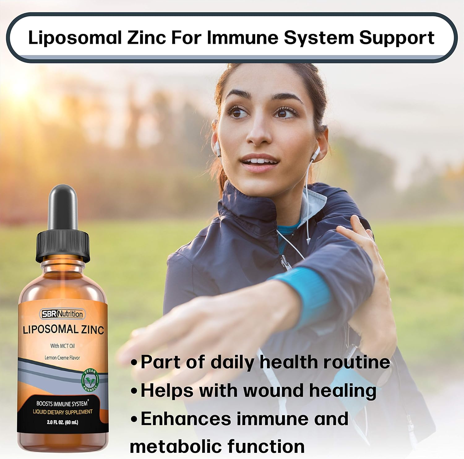 Organic Vegan Liquid Liposomal Zinc with MCT Oil Dietary Supplement for Immune & Metabolic Support - Lemon Creme Flavor - 2 oz