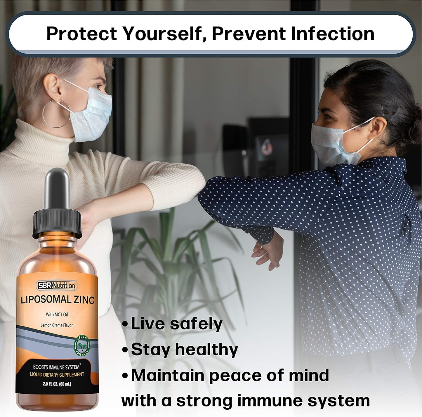 Organic Vegan Liquid Liposomal Zinc with MCT Oil Dietary Supplement for Immune & Metabolic Support - Lemon Creme Flavor - 2 oz