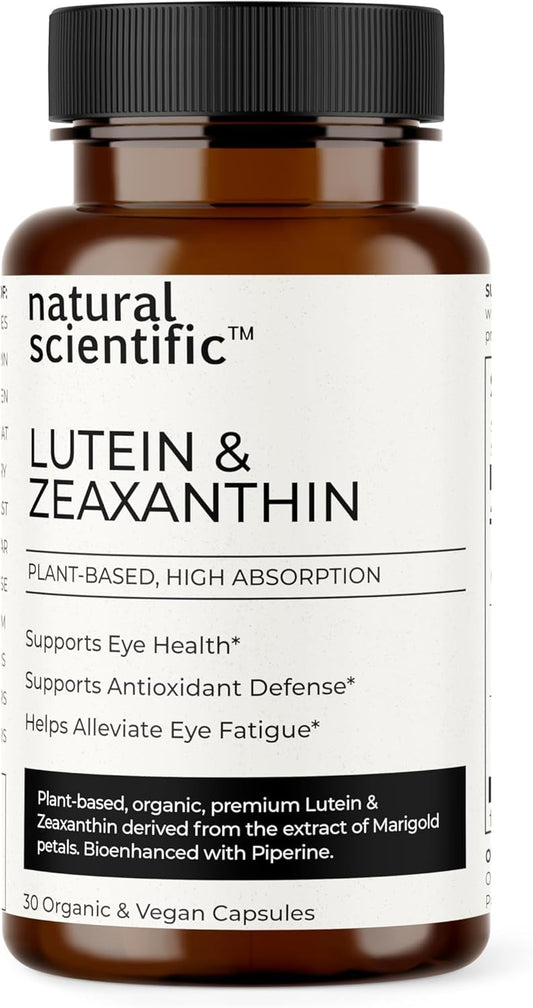 Organic Vegan Lutein and Zeaxanthin Eye Vitamins - Gluten-Free Supplements for Adults and Seniors - Premium 30-Day Supply