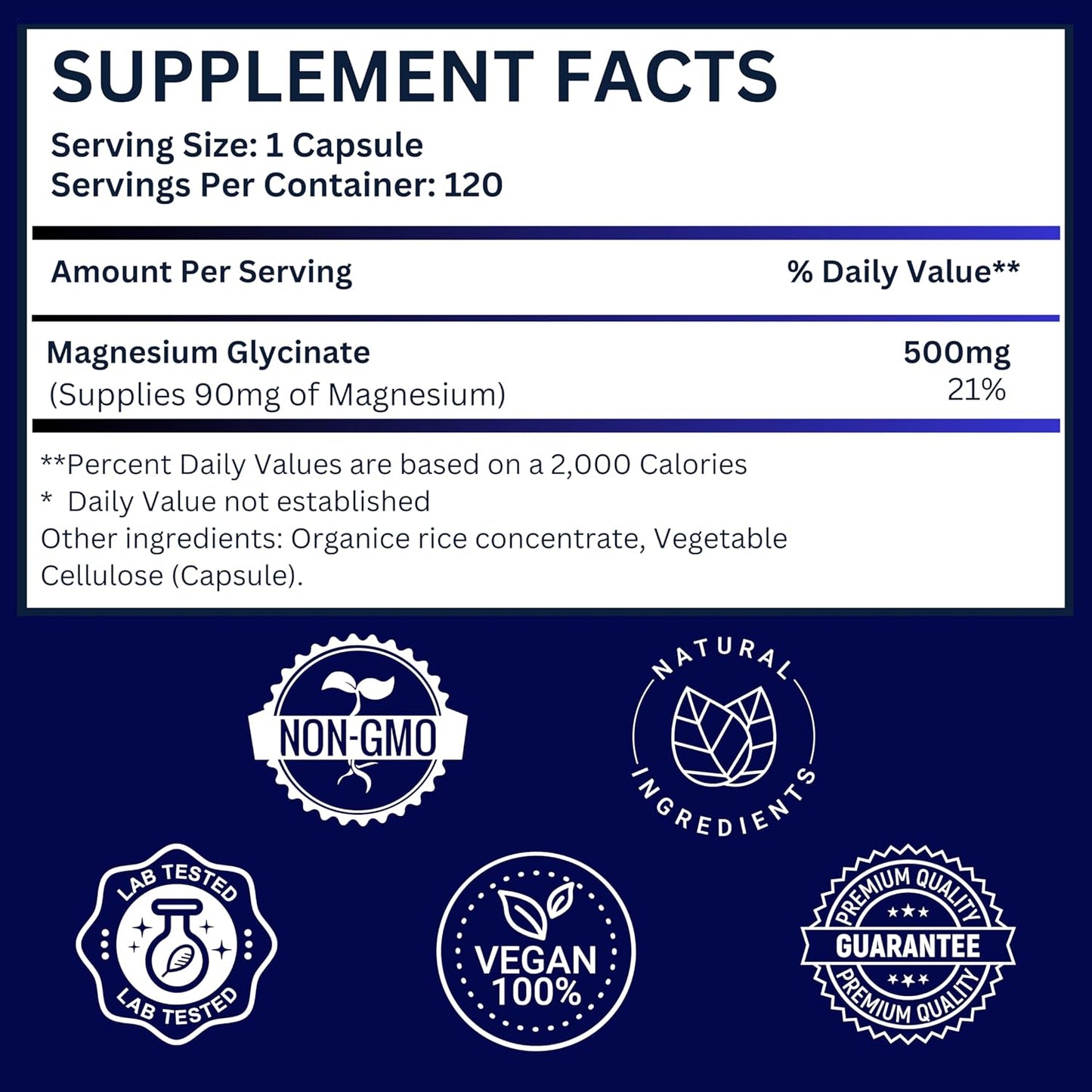 Organic Vegan Magnesium Glycinate Capsules - 500mg for Better Sleep, Heart Health, Nerves, Bones & Muscles - High Absorption, Non-GMO, Gluten-Free - 4 Month Supply by The Feel Good Co.