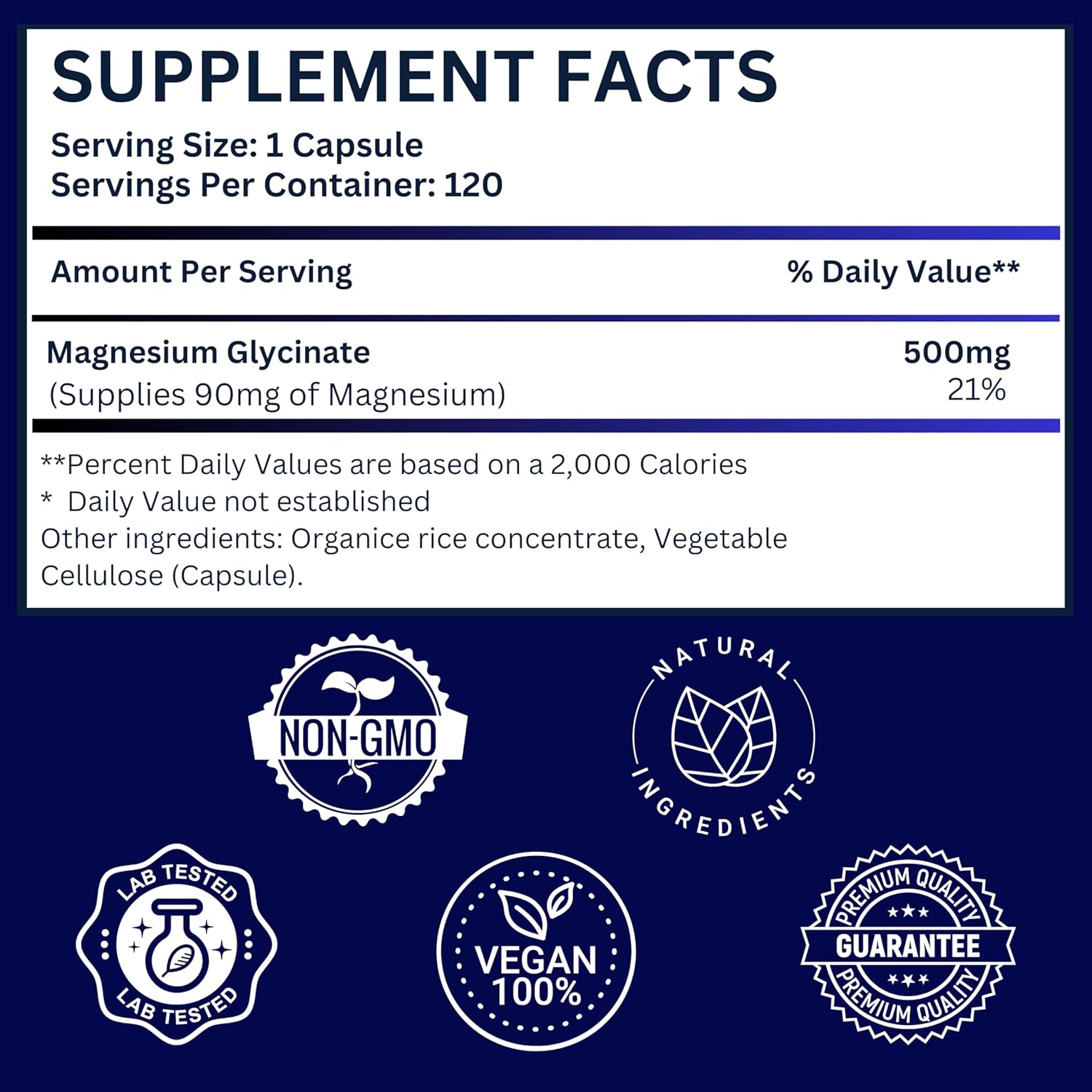 Organic Vegan Magnesium Glycinate Capsules - 500mg for Better Sleep, Heart Health, Nerves, Bones & Muscles - High Absorption, Non-GMO, Gluten-Free - 4 Month Supply by The Feel Good Co.