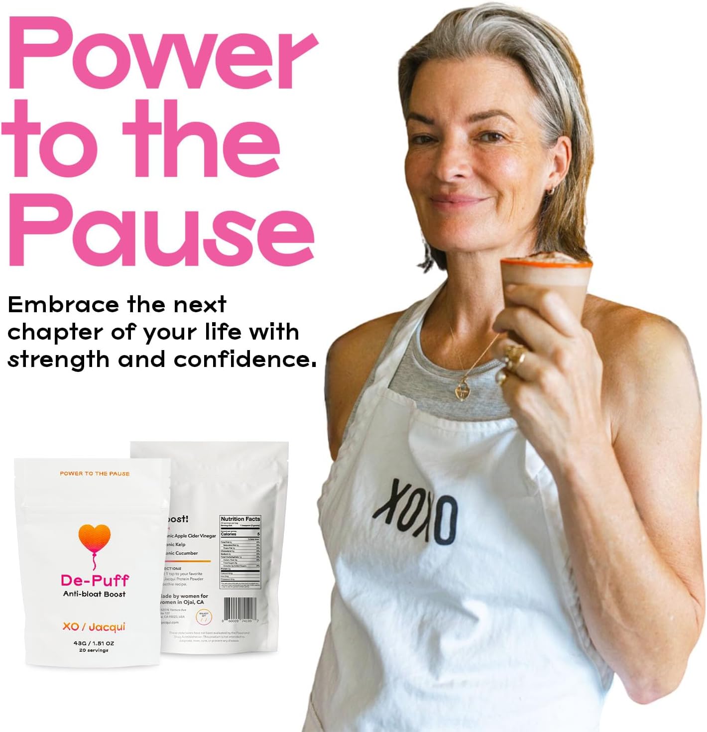 Organic Vegan Menopause Support Booster for Bloating & Digestion with Apple Cider Vinegar, Kelp & Cucumber