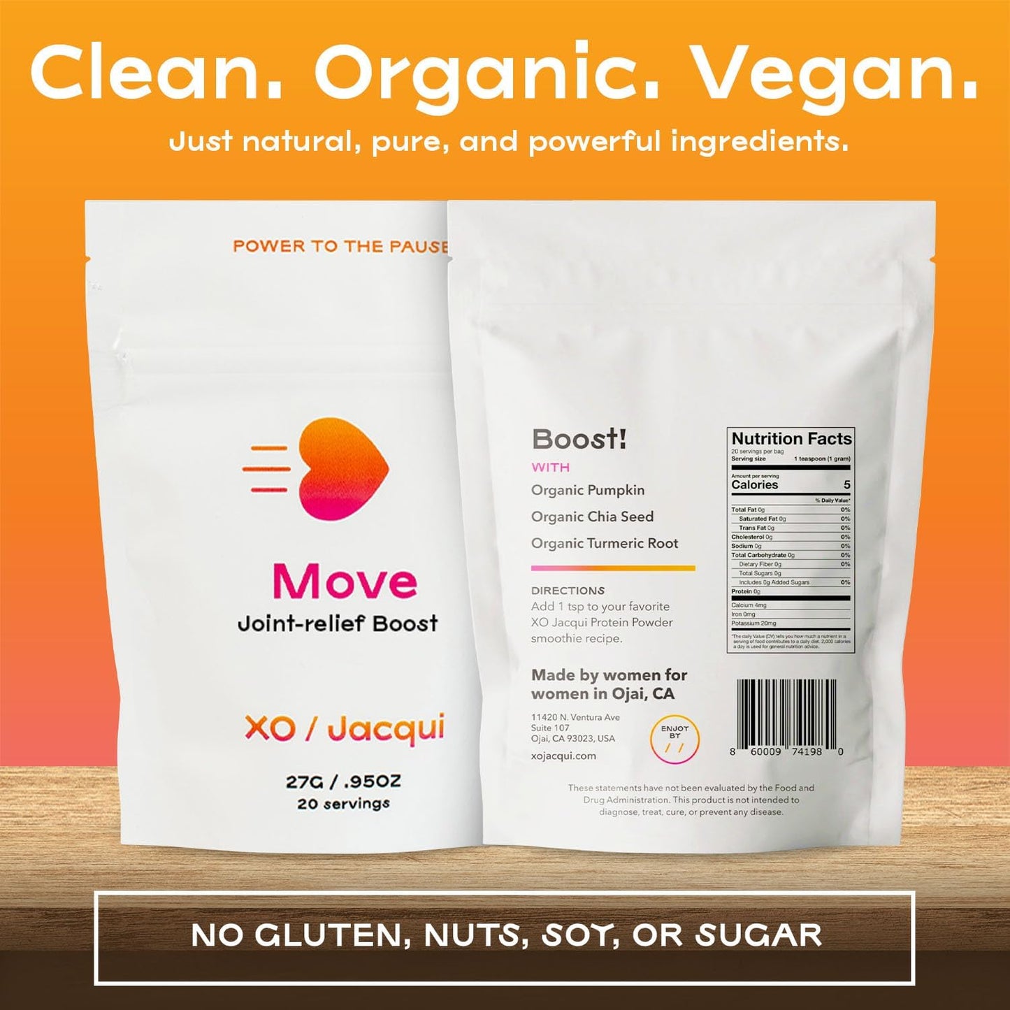 Organic Vegan Menopause Support Booster for Joints & Mobility with Pumpkin, Turmeric, and Chia Seeds