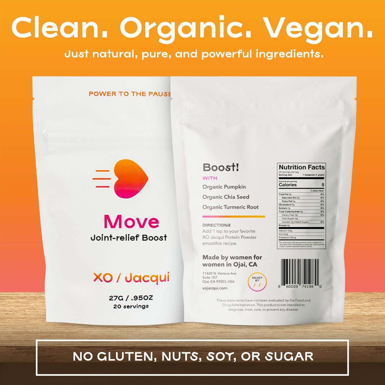 Organic Vegan Menopause Support Booster for Joints & Mobility with Pumpkin, Turmeric, and Chia Seeds