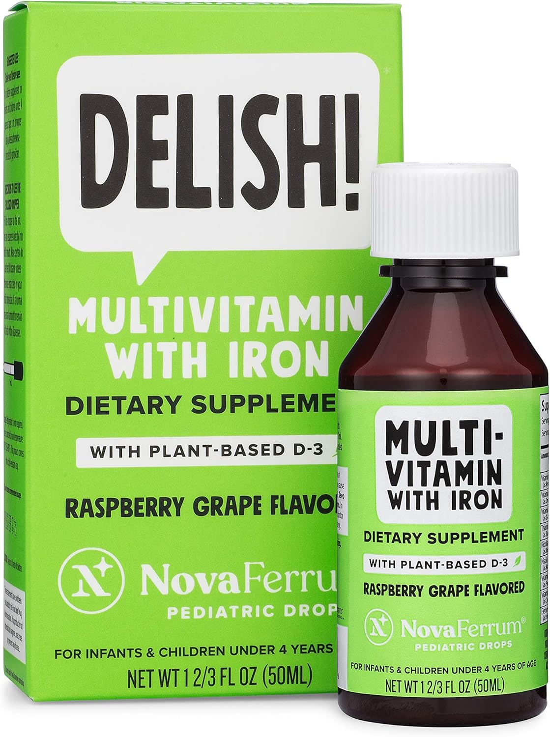 Organic Vegan Multivitamin with Iron for Kids | Immune Support | Plant-Based D-3 | Gluten-Free | Vegan Verified | Sugar-Free | 1.69 Fl Oz