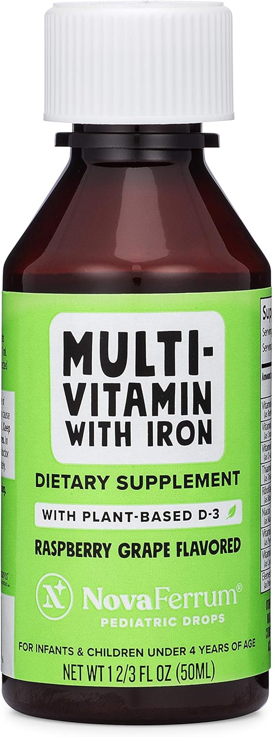 Organic Vegan Multivitamin with Iron for Kids | Immune Support | Plant-Based D-3 | Gluten-Free | Vegan Verified | Sugar-Free | 1.69 Fl Oz