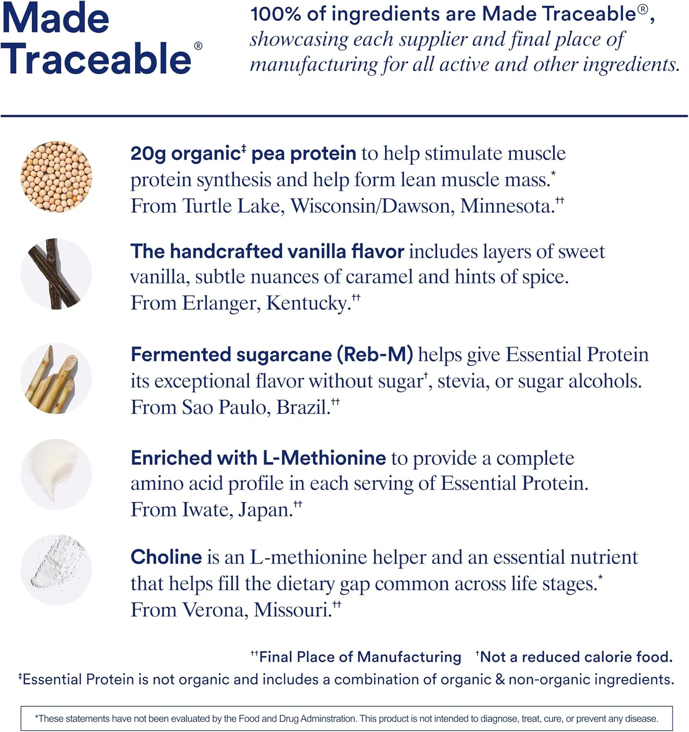 Organic Vegan Prenatal Protein Powder with Choline for Pregnancy & Postpartum, 20g Pea Protein, USA Farms, Vanilla, 1 Lbs