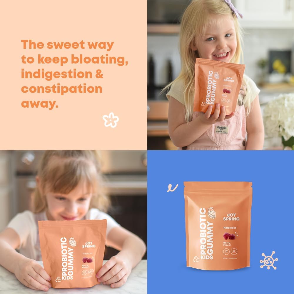 Organic Vegan Probiotic Gummies for Kids - Immune and Digestive Support with Multi Enzymes, Prebiotics, and Probiotics - Strawberry Flavor, 60 Gummy Vitamins