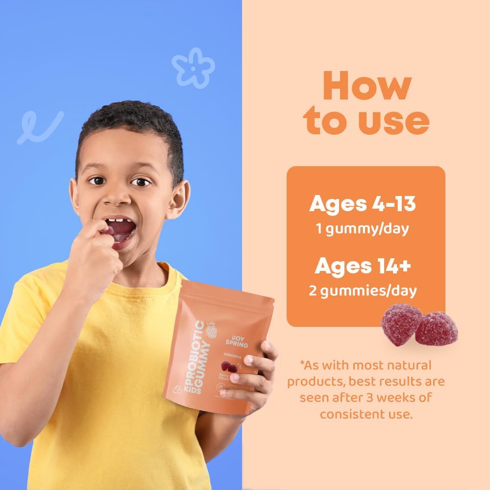 Organic Vegan Probiotic Gummies for Kids - Immune and Digestive Support with Multi Enzymes, Prebiotics, and Probiotics - Strawberry Flavor, 60 Gummy Vitamins