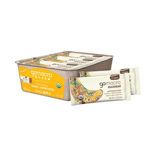 Organic Vegan Protein Bars - Banana Almond Butter Flavor, 2.3 oz Bars, 12 Pack