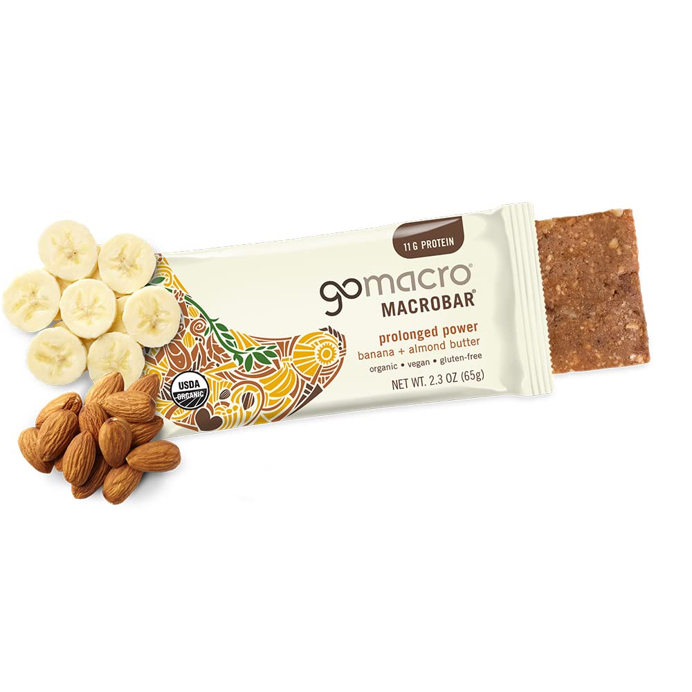 Organic Vegan Protein Bars - Banana Almond Butter Flavor, 2.3 oz Bars, 12 Pack