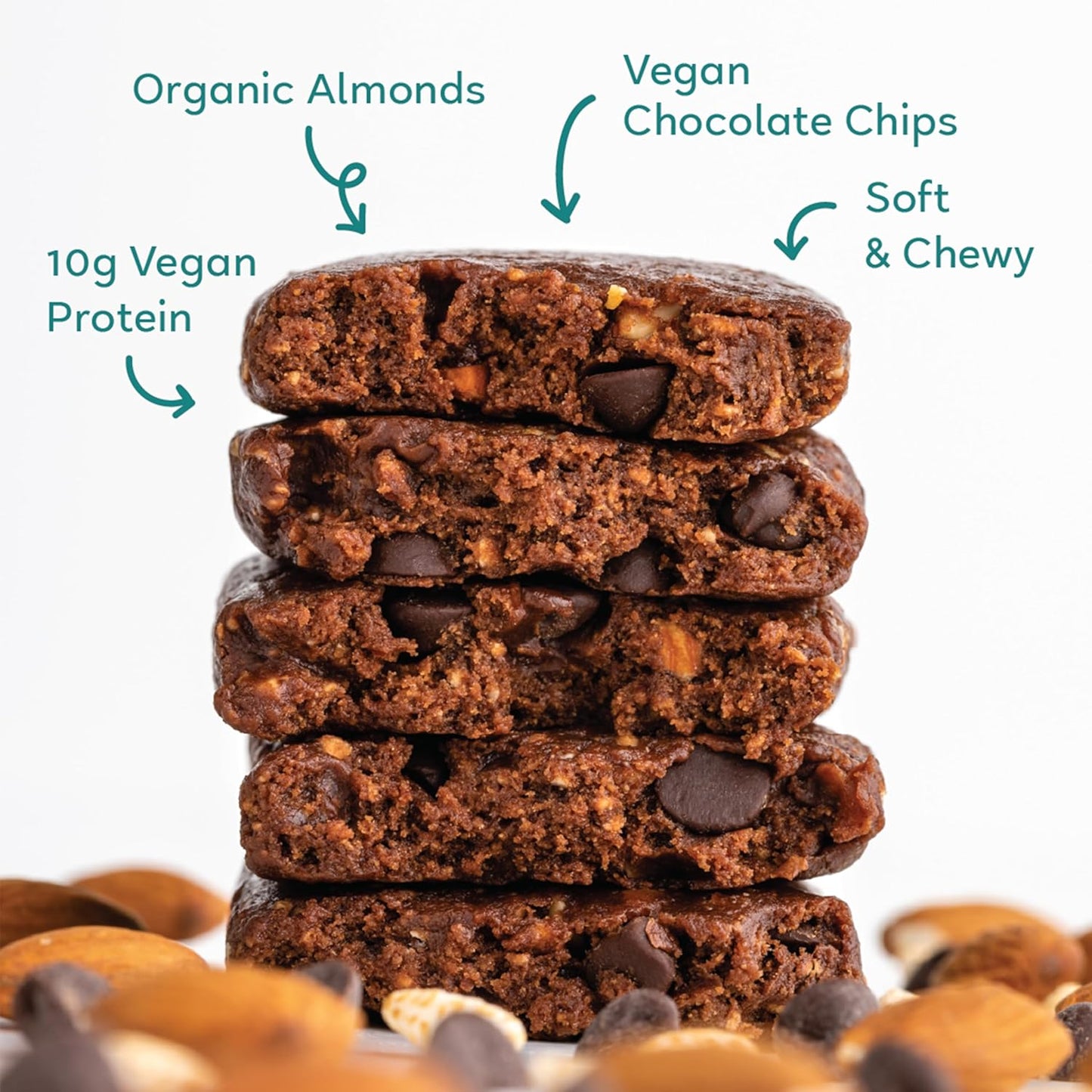 Organic Vegan Protein Bars - Dark Chocolate + Almonds (12 Count, 2.3 oz Bars) by GoMacro
