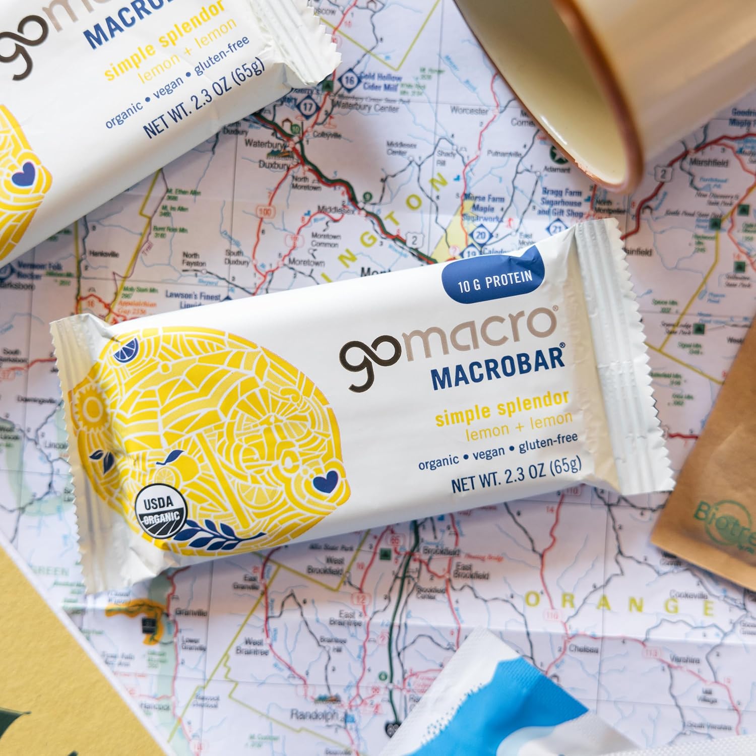 Organic Vegan Protein Bars - Lemon Flavor, 2.3 oz (12 Pack) by GoMacro MacroBar