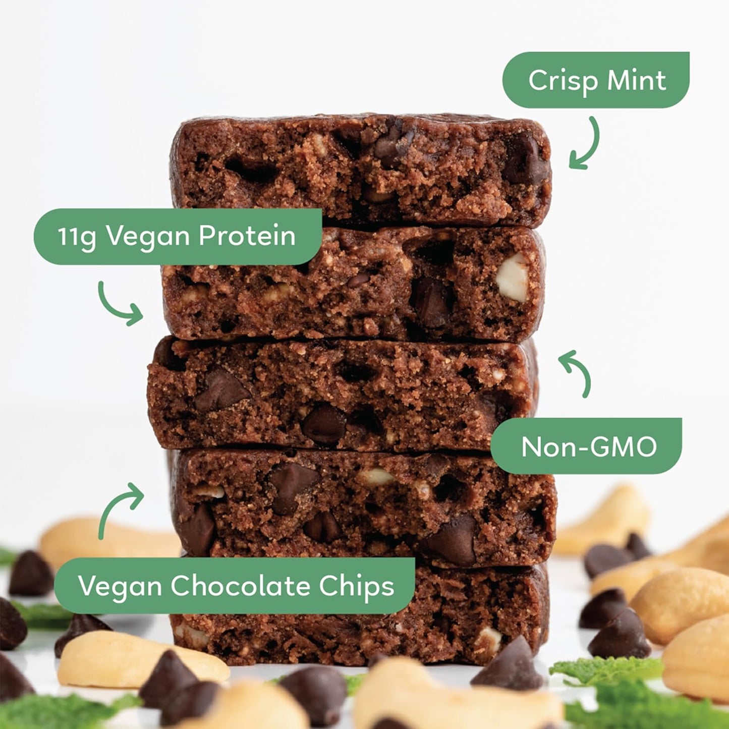 Organic Vegan Protein Bars - Mint Chocolate Chip Flavor, 27.6 Ounces, Pack of 12 bars by GoMacro
