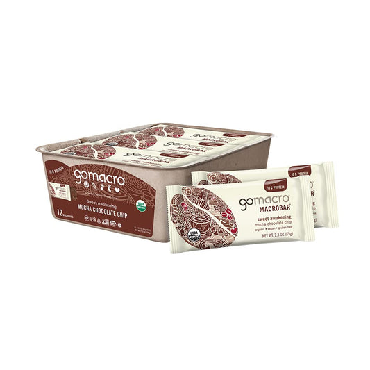 Organic Vegan Protein Bars - Mocha Chocolate Chip Flavor, 12 Count (2.3 oz Bars) by GoMacro