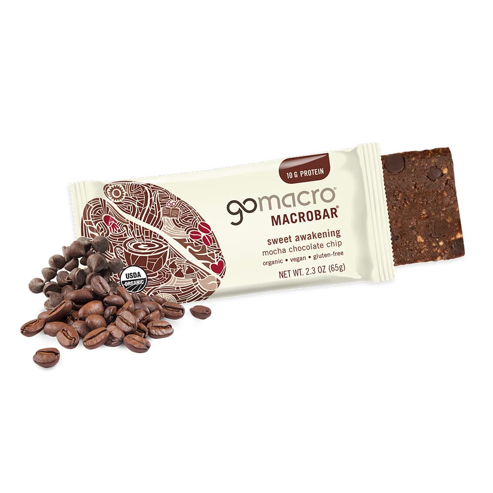 Organic Vegan Protein Bars - Mocha Chocolate Chip Flavor, 12 Count (2.3 oz Bars) by GoMacro