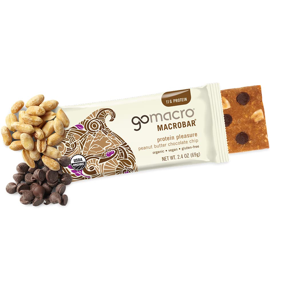 Organic Vegan Protein Bars - Peanut Butter Chocolate Chip (12 Pack, 2.4 oz Bars) by GoMacro