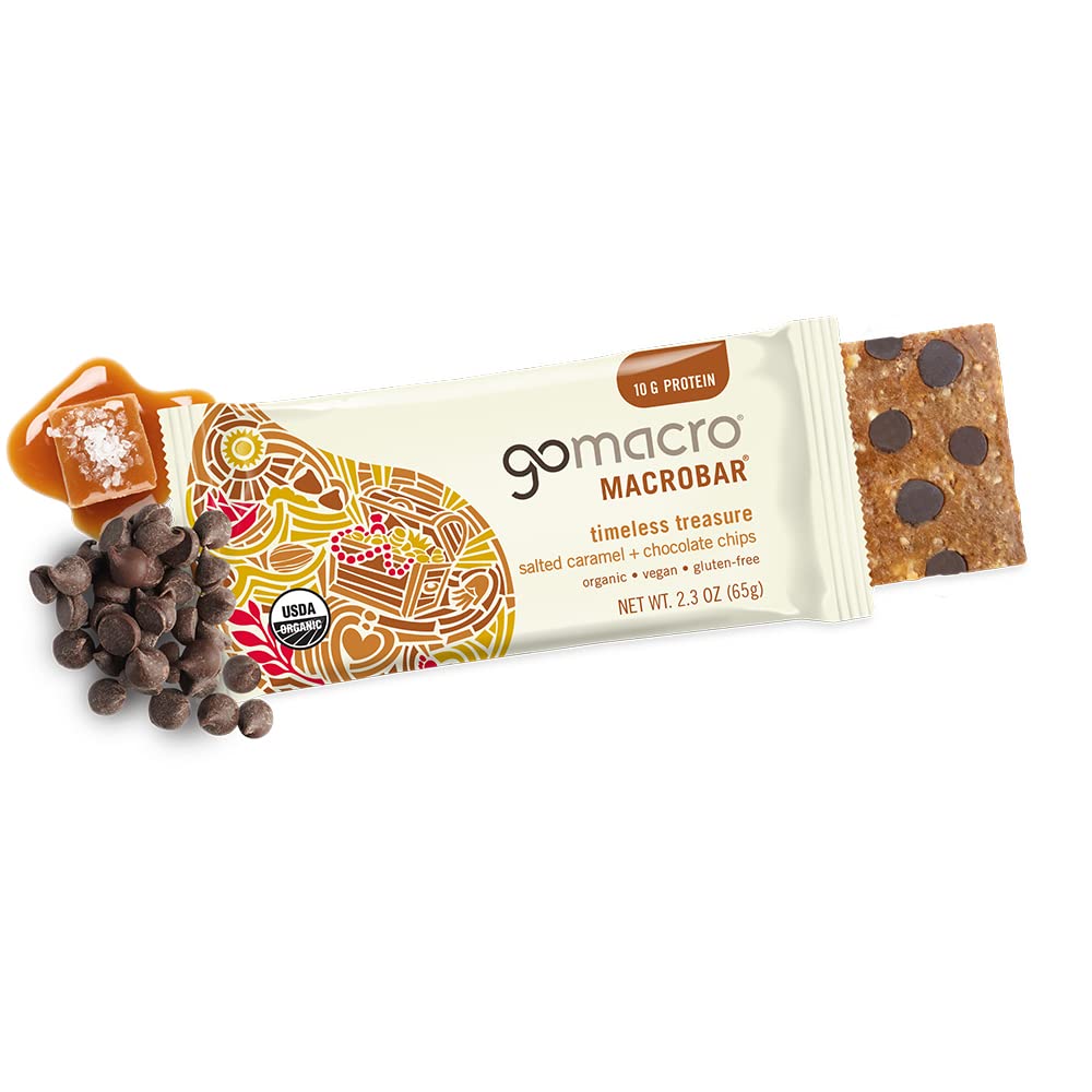Organic Vegan Protein Bars - Salted Caramel + Chocolate Chips (12 Pack, 2.3 Ounce Bars) by GoMacro