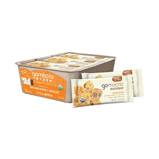 Organic Vegan Protein Bars - Sunflower Butter + Chocolate, 2.3 oz Bars, 12 Pack