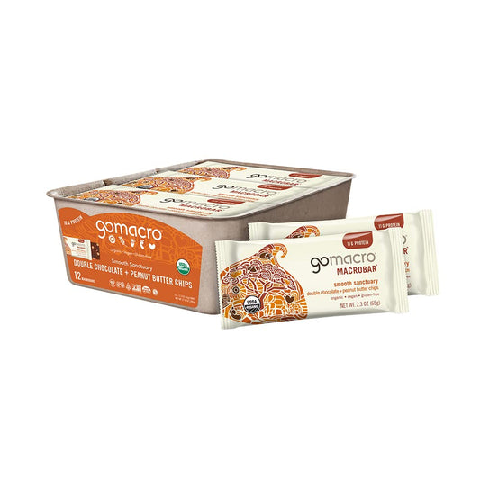 Organic Vegan Protein Bars with Double Chocolate and Peanut Butter - 12 Count (2.3 oz Bars) by GoMacro