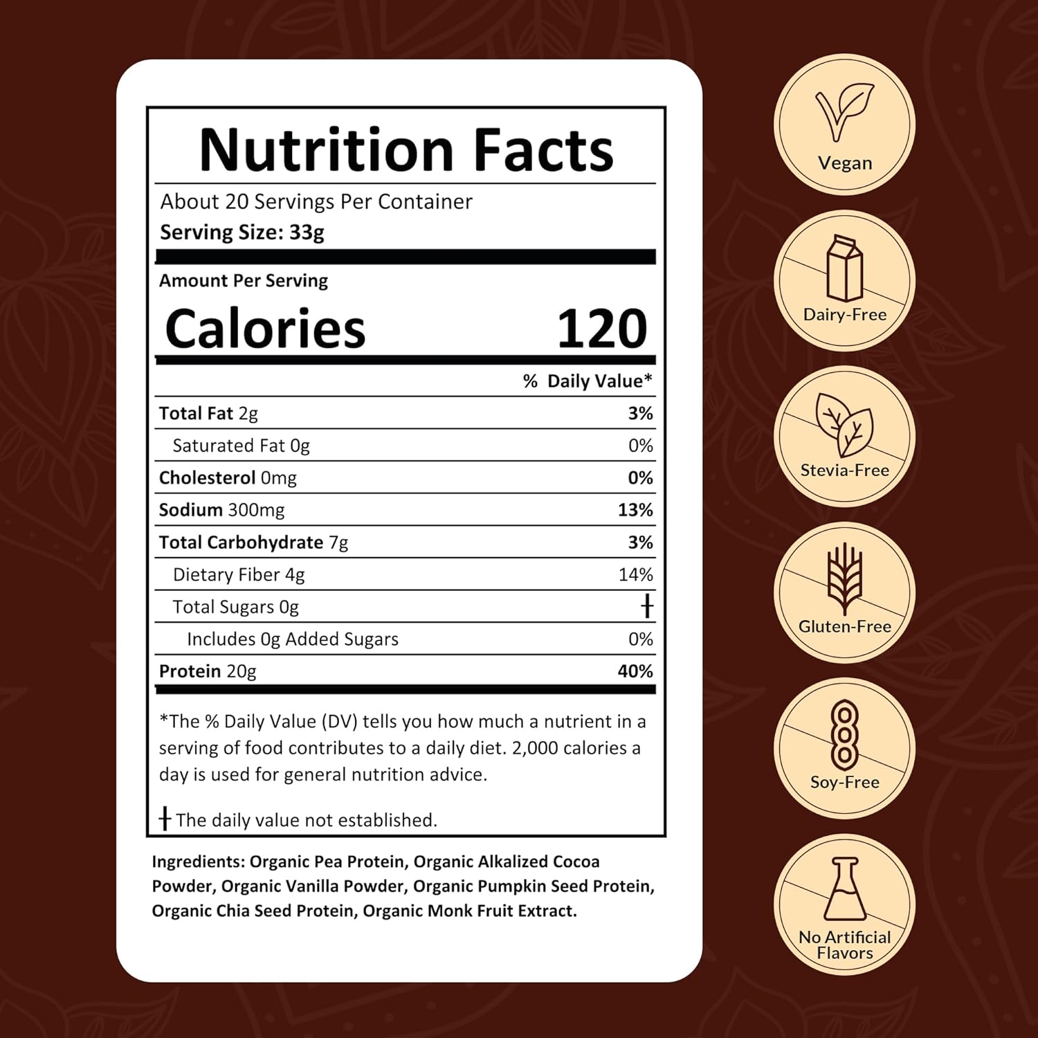 Organic Vegan Protein Powder Sample Pack - Plant-Based, Gluten-Free, Non GMO, 20g Protein, Chocolate, 24 Pack