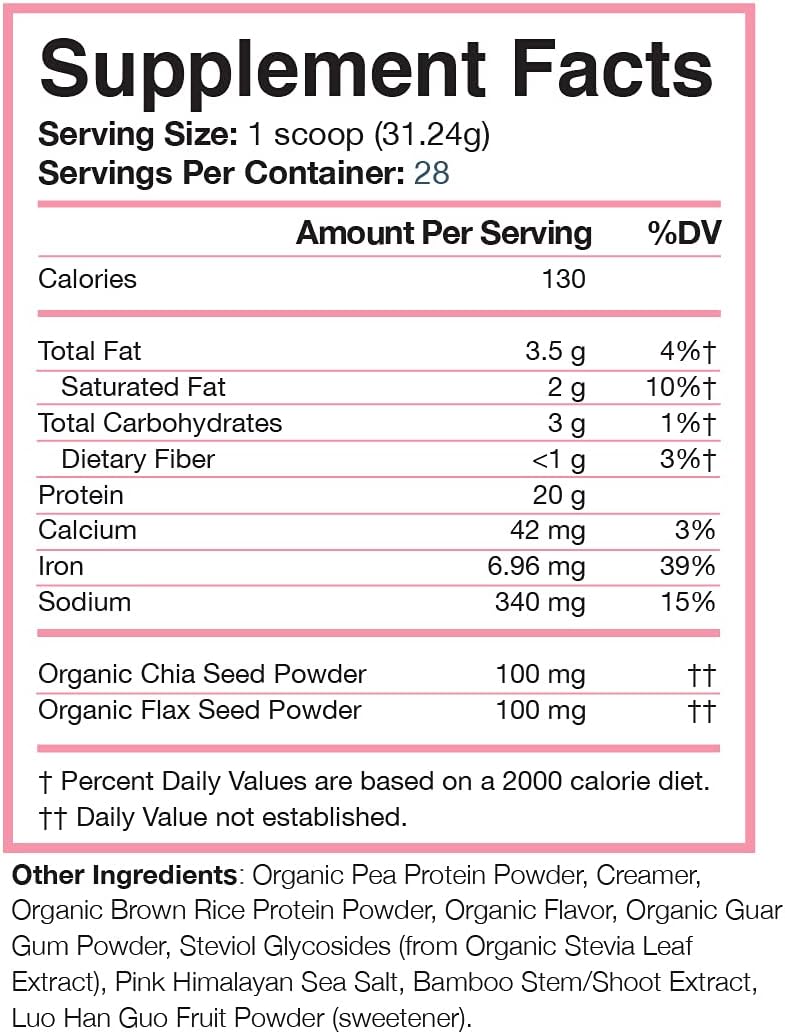 Organic Vegan Protein Powder Vanilla - 28 Servings, 20g Protein, No Sugar, Gluten Free, Non-GMO - Love Sweat Fitness
