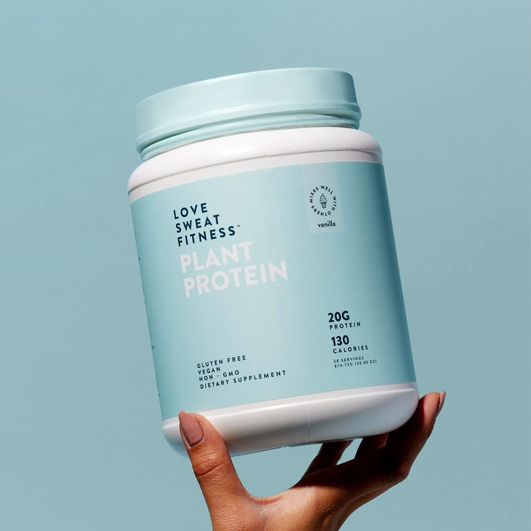 Organic Vegan Protein Powder Vanilla - 28 Servings, 20g Protein, No Sugar, Gluten Free, Non-GMO - Love Sweat Fitness