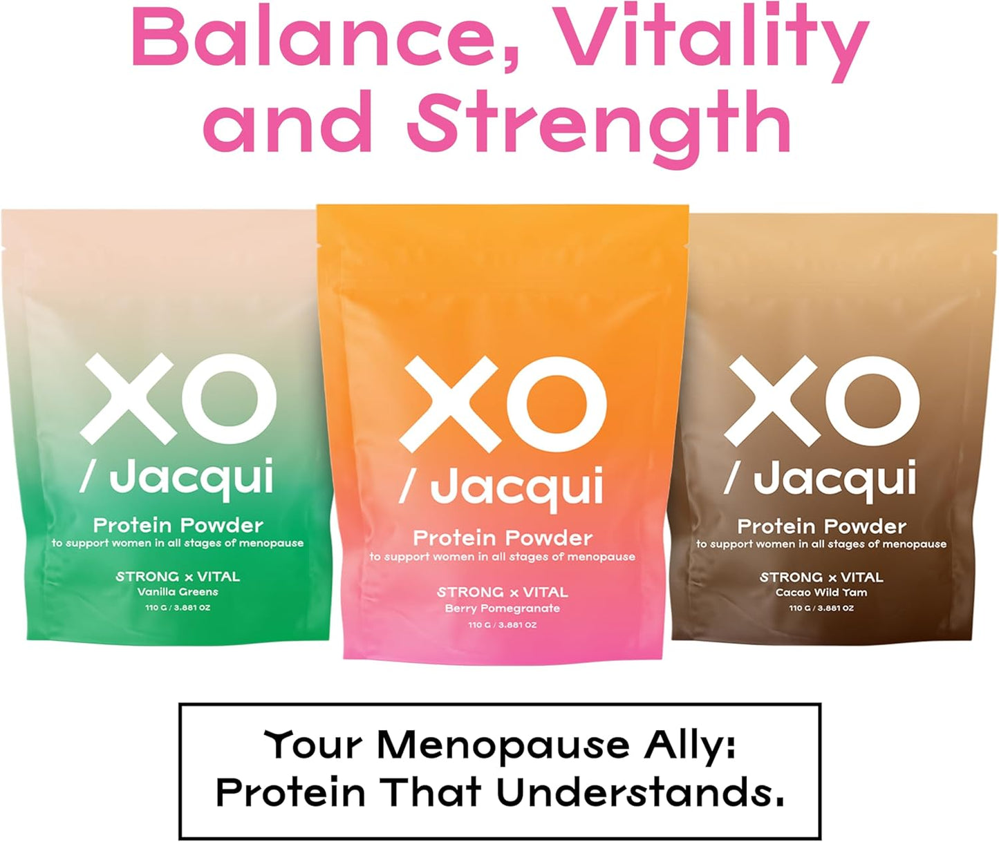 Organic & Vegan Protein Powder Variety Pack for Women by XO Jacqui - Made from Six Science-Backed Ingredients to Support Women's Health