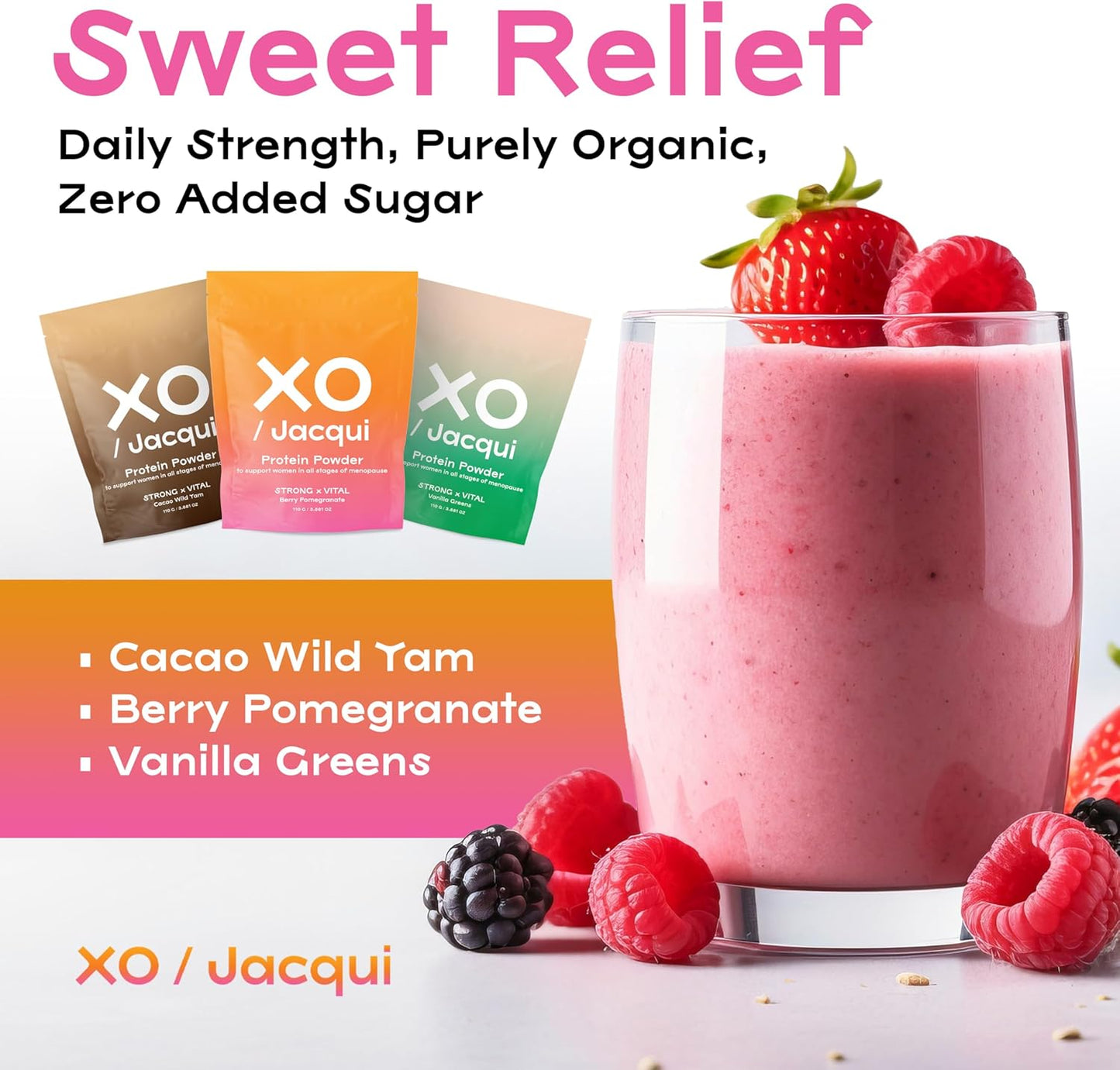 Organic & Vegan Protein Powder Variety Pack for Women by XO Jacqui - Made from Six Science-Backed Ingredients to Support Women's Health