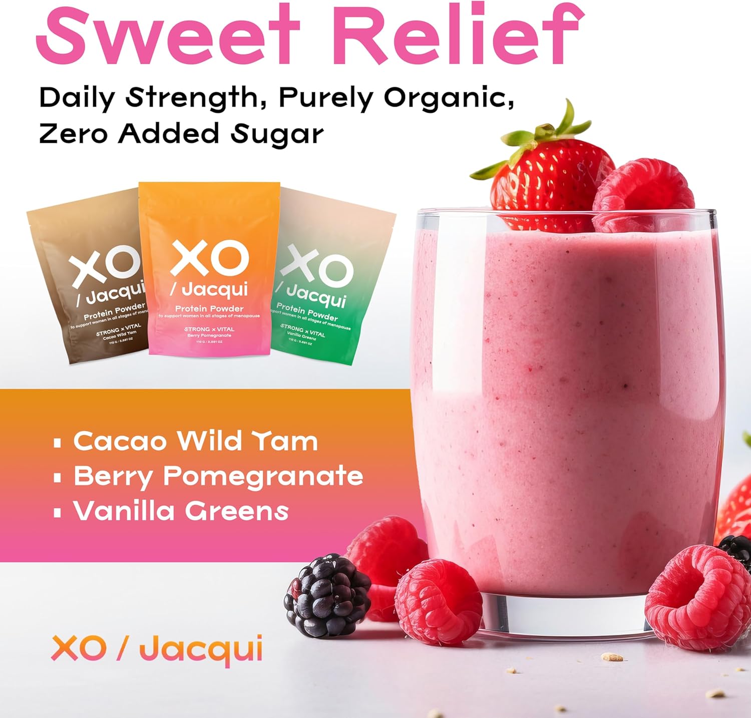 Organic & Vegan Protein Powder Variety Pack for Women by XO Jacqui - Made from Six Science-Backed Ingredients to Support Women's Health