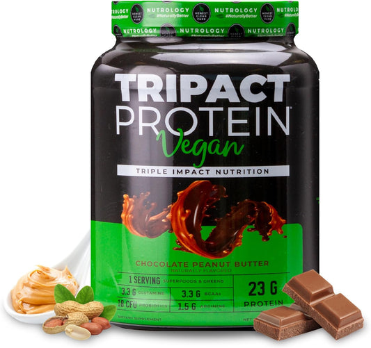 Organic Vegan Protein Powder with Pea, Rice, & Pumpkin - Chocolate Peanut Butter Plant Based Meal Replacement Shakes, BCAAs & Glutamine, Non-GMO - 20 Servings - BoostGo Australia