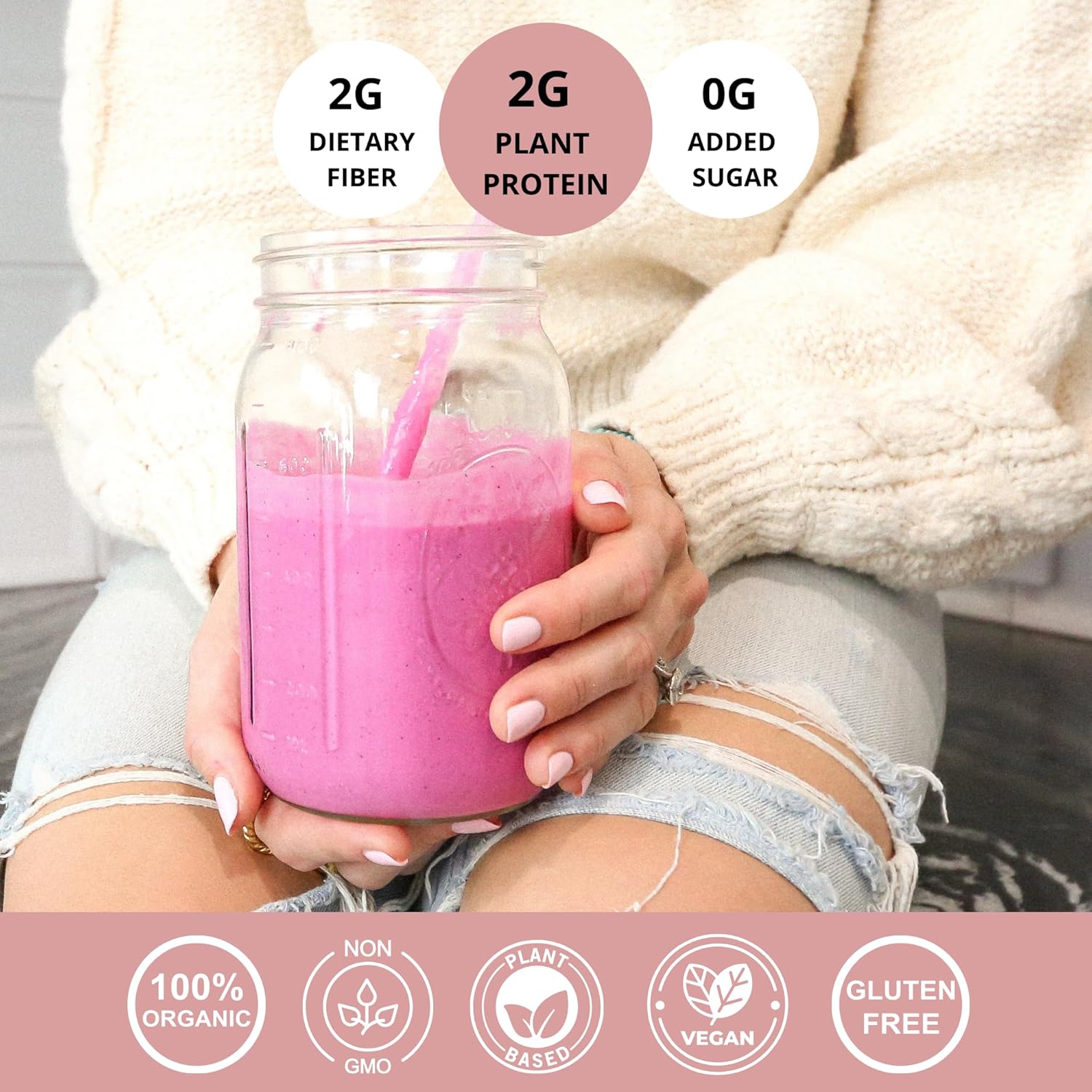 Organic Vegan Protein Powder with Rice Protein, Maca Root & Acai Berry - Dairy Free Superfood Blend Without Artificial Sweeteners