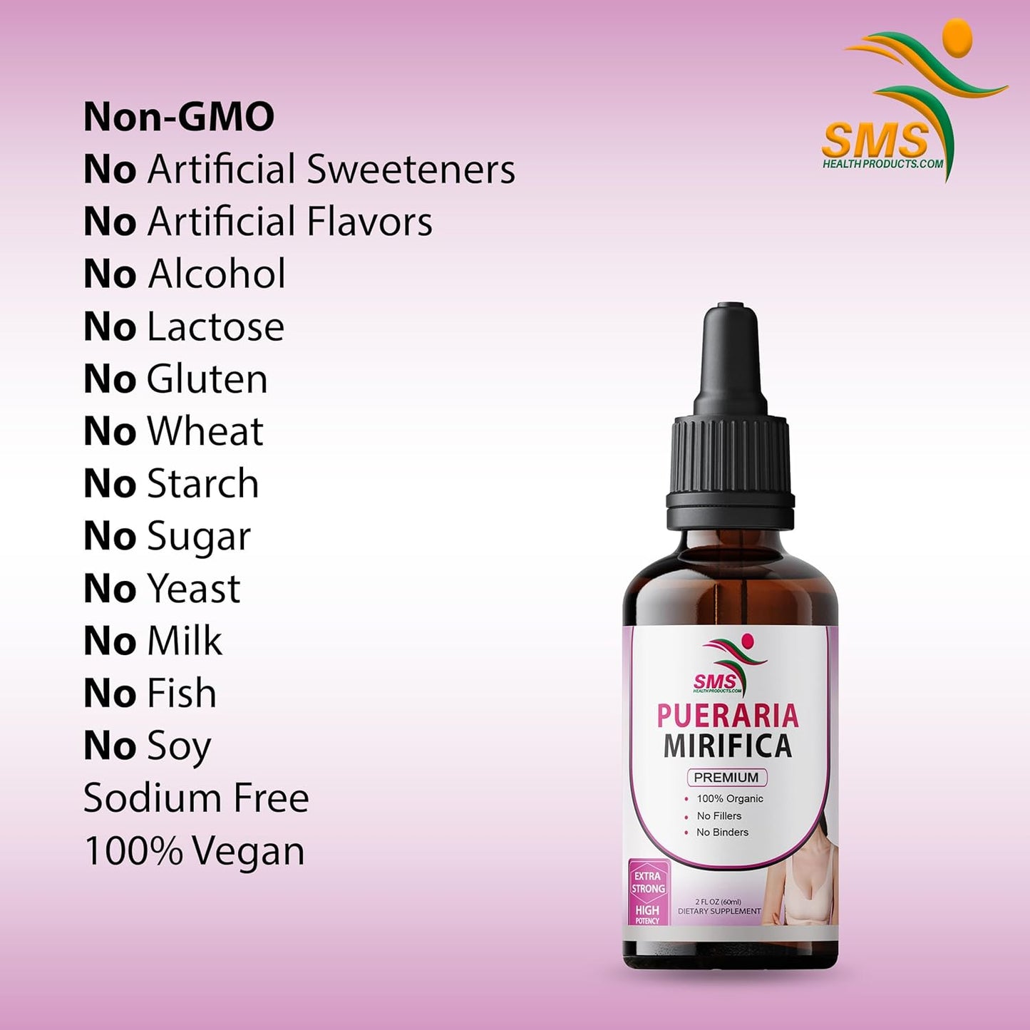 Organic Vegan Pueraria Mirifica Drops | Premium Herbal Liquid Extract | Non-GMO Alcohol-Free Tincture - 2 Fl Oz