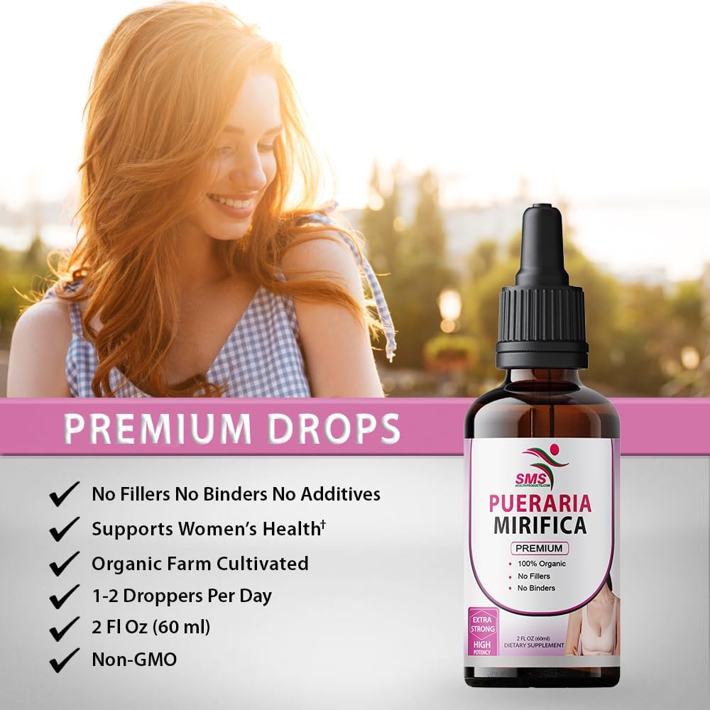 Organic Vegan Pueraria Mirifica Drops | Premium Herbal Liquid Extract | Non-GMO Alcohol-Free Tincture - 2 Fl Oz