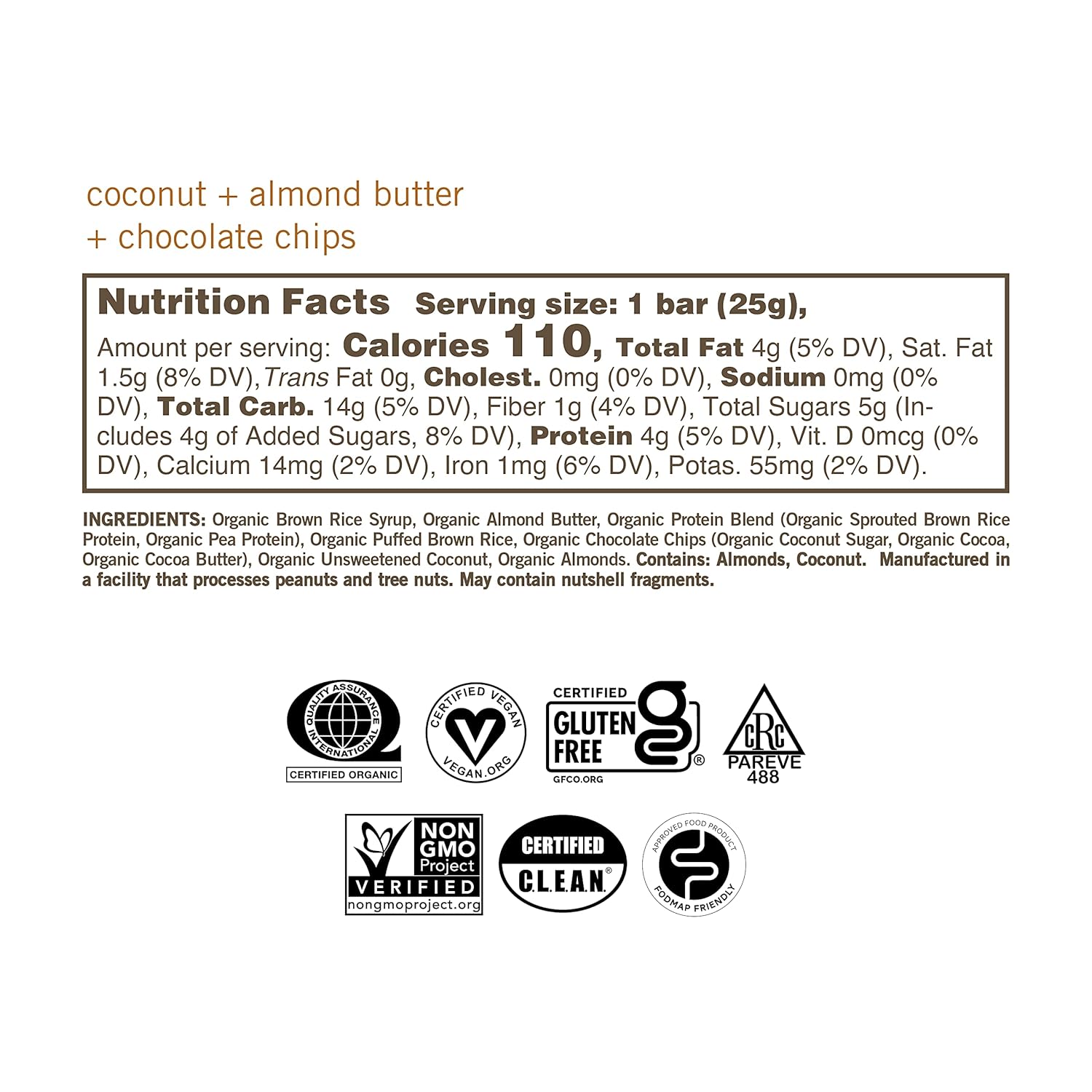 Organic Vegan Snack Bars - GoMacro MacroBar Mini Coconut, Almond Butter, Chocolate Chips (24 Count, 0.90 oz)