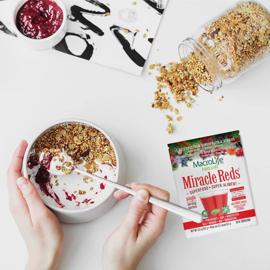 Organic Vegan Superfood Supplement Powder with Antioxidants and Probiotics - Gluten & Dairy Free (12 Packets)