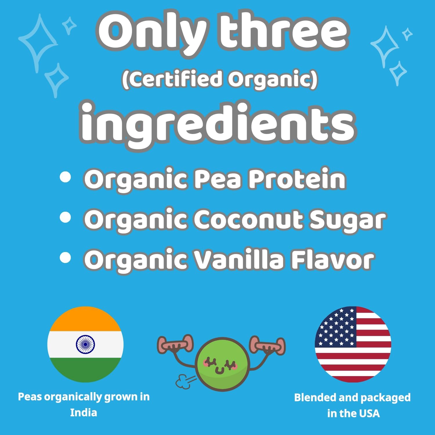 Organic Vegan Vanilla Flavored Pea Protein Powder (2lbs) - Non-GMO Plant-Based Nutrition by SYNERTECH NUTRITION