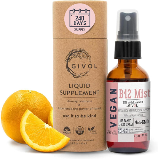 Organic Vegan Vitamin B12 Liquid Mist 5,000mcg Methylcobalamin - Quick Absorption, No Harsh Chemicals - Non-GMO, 240 Days Supply