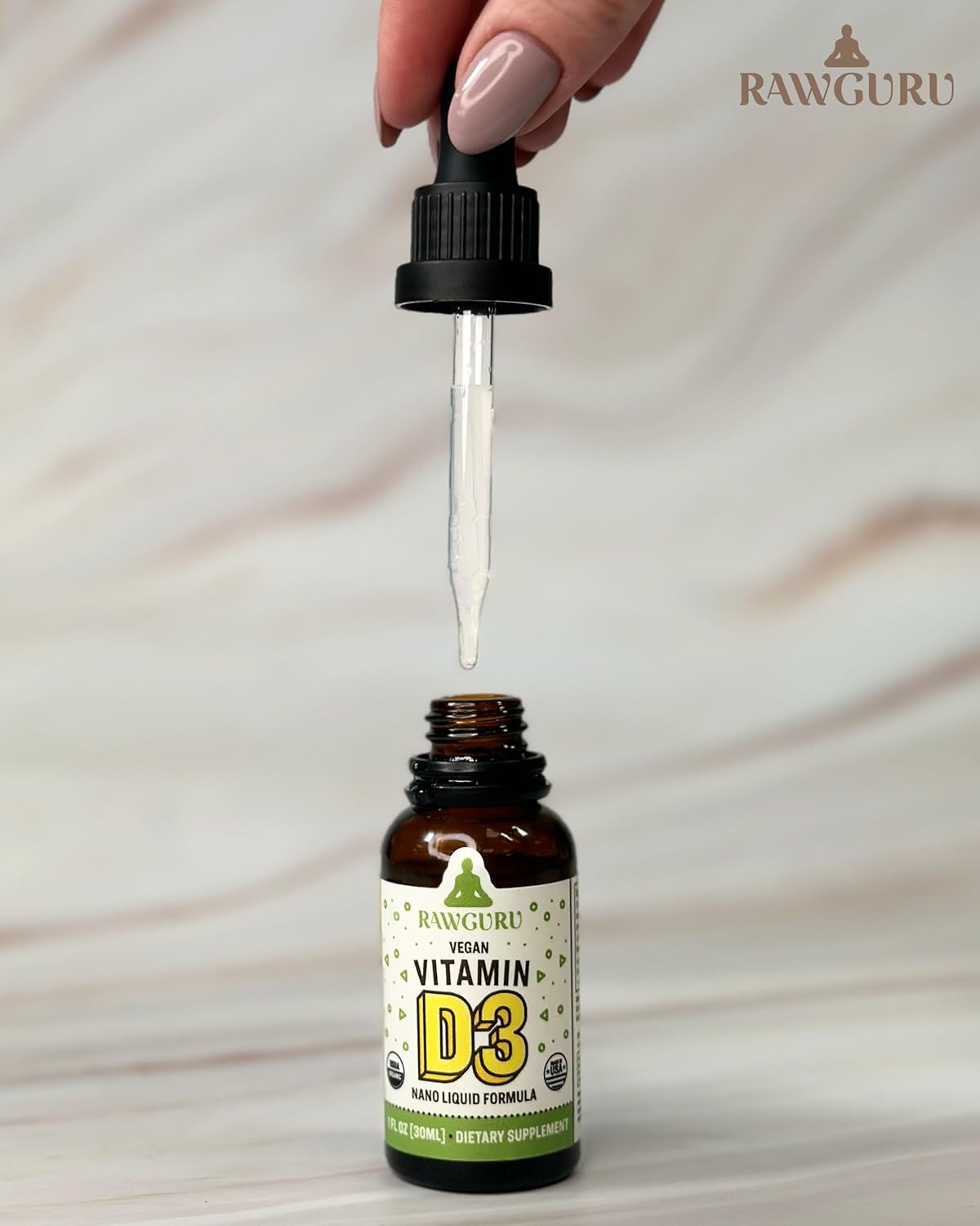 Organic Vegan Vitamin D3 Complex with Trace Minerals - Immunity & Cognitive Support Tincture - 30 Servings, 30ml