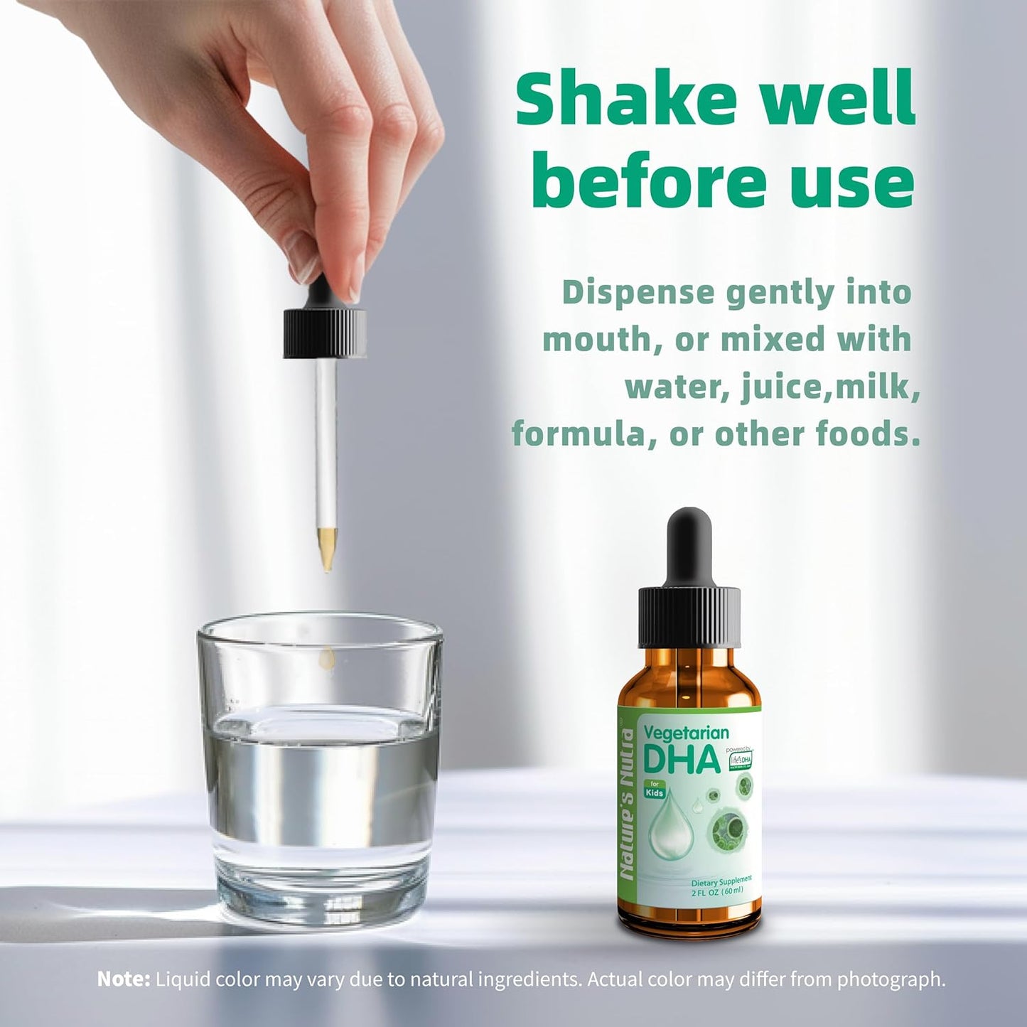 Organic Vegetarian DHA Liquid for Baby, Infant, Kids, and Children - Non-GMO, Plant-Based Source, 100mg DHA - 2oz
