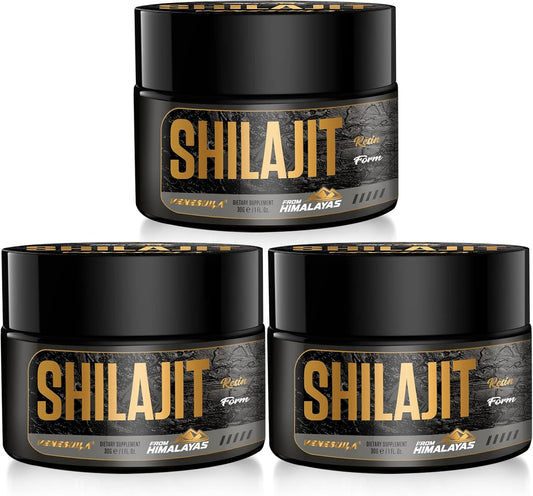 Organic Venezuela Shilajit Resin - Third Party Tested, Rich in 85+ Trace Minerals, Gold Grade Himalayan Shilajit for Energy - 3 Pack of 1 Fl Oz