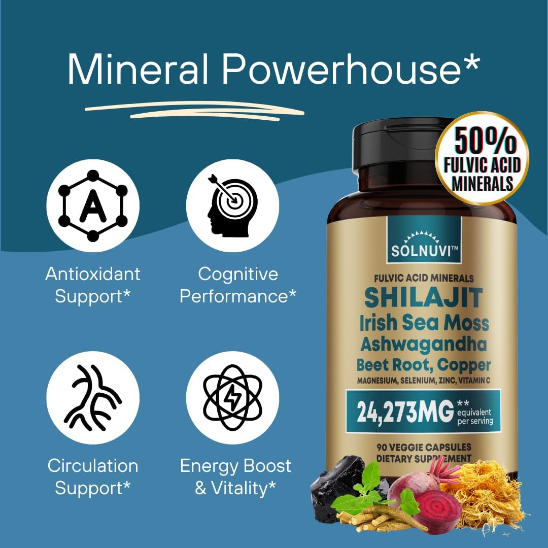 Organic Vitality Bundle: Shilajit, Berberine, Sea Moss, Ashwagandha, Resveratrol, Alpha Lipoic Acid, Quercetin - Non-GMO, Vegan