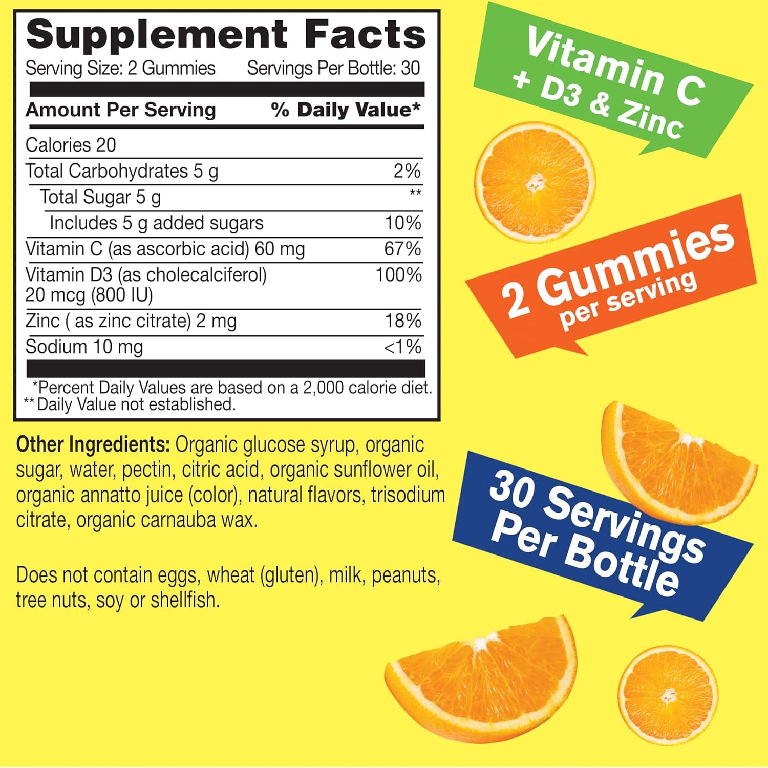 Organic Vitamin C, D3, Zinc, Probiotics 50B+ Prebiotics Gummies Bundle - Gluten Free, GMO Free Chewable Supplement